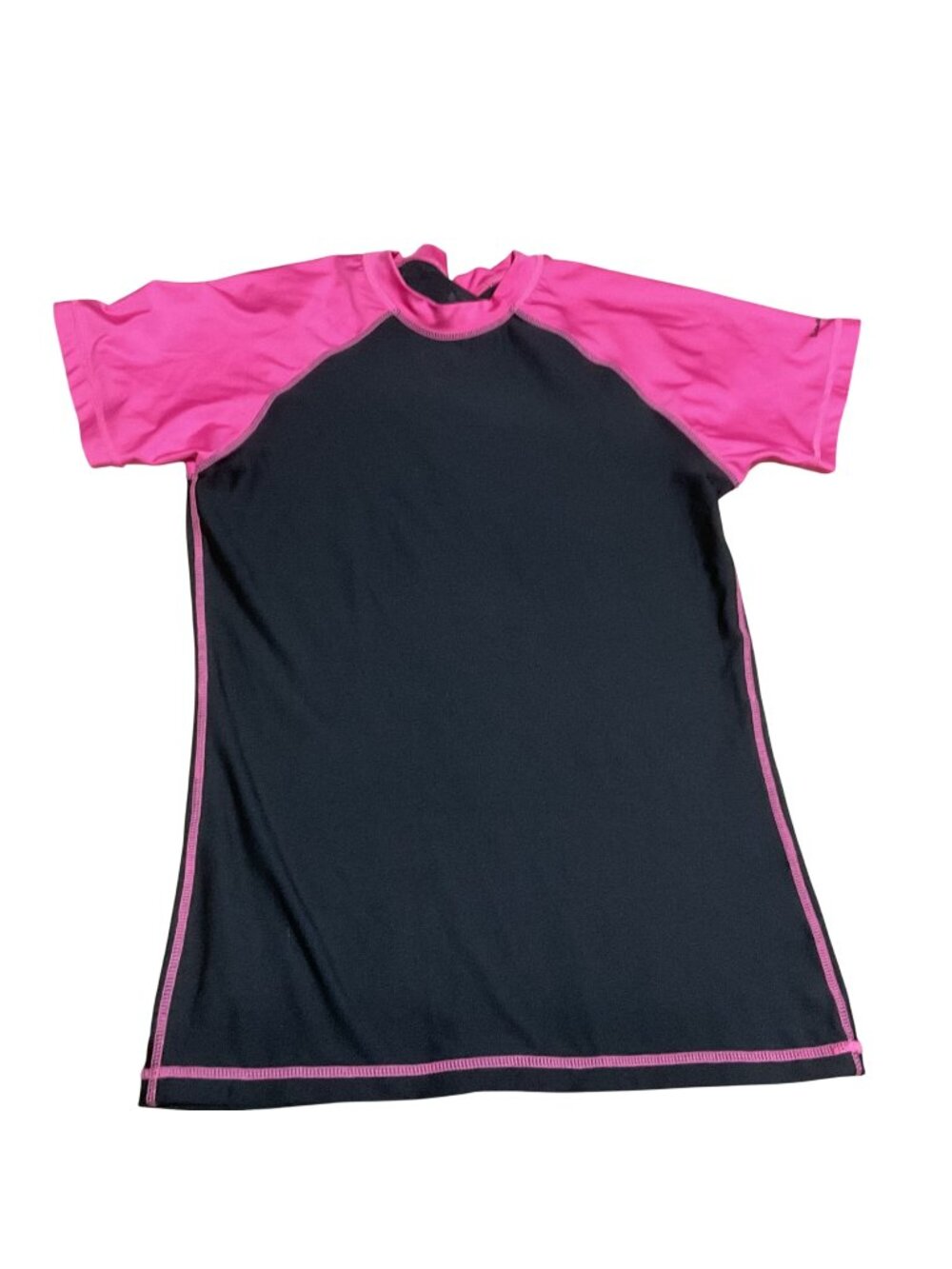 Burnside Pink & Black Short Sleeve Swim Rash Guard Shirt Size L Womens